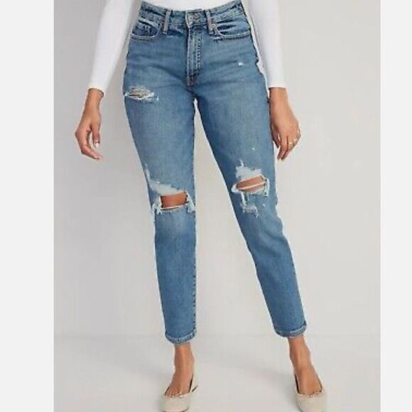 NWT Old Navy High-Rise O.G. Straight Leg Ripped Jeans - 4 - Picture 1 of 12